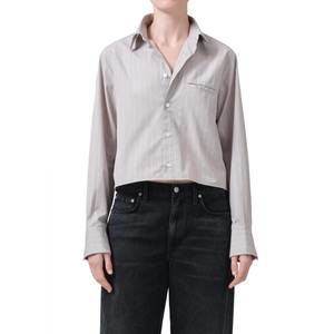 NEW CITIZENS OF HUMANITY fino cropped shirt in tailor grey stripe